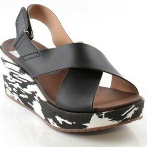 Clarks Stasha Hale Cross Wedge Sandals Womens 7